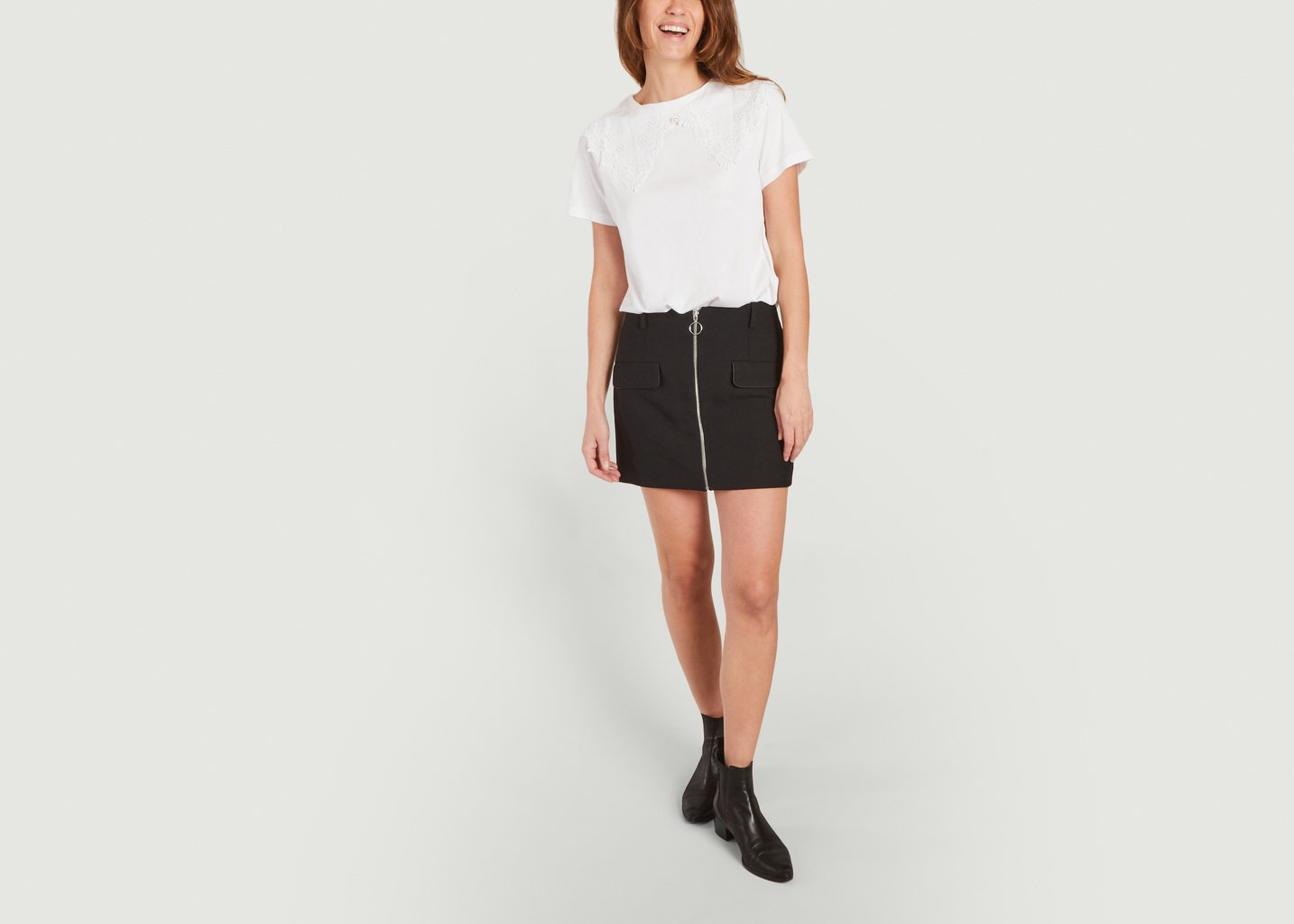 L'exception Jupe Courte Zippée Jeli Noir Maje