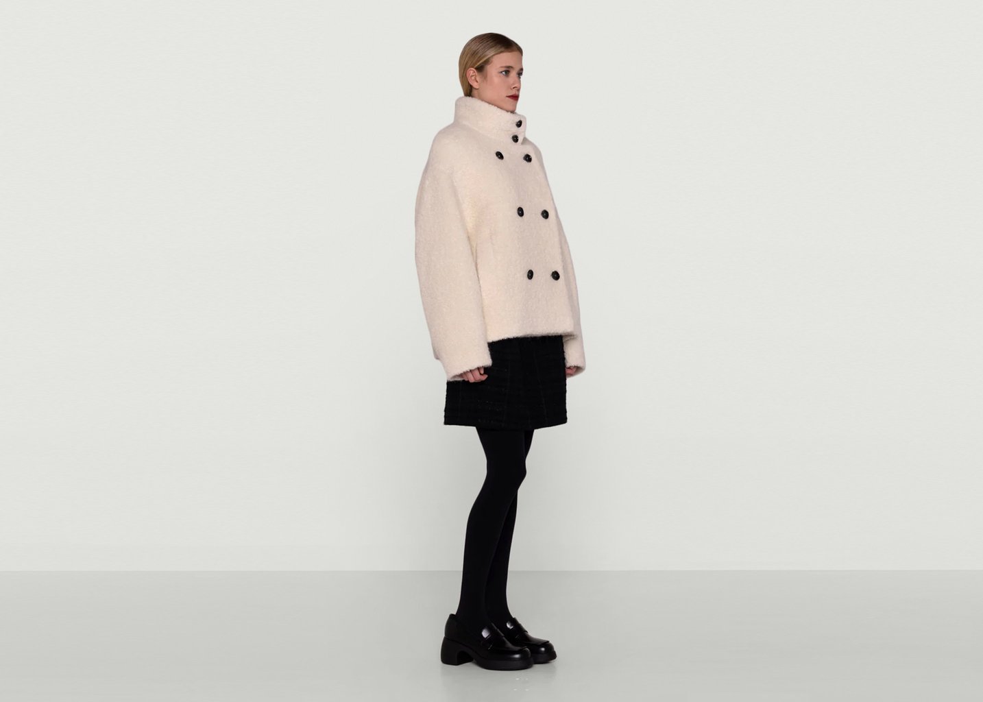 L'exception Manteau Court Glacis Ecru Maison Lener