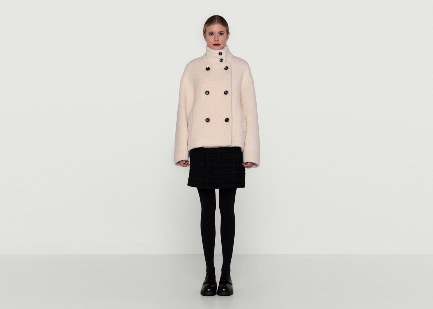 l'exception Manteau court Glacis Ecru Maison Lener