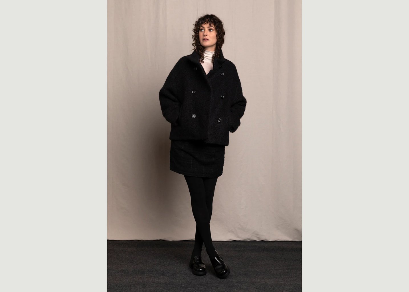 L'exception Manteau Court Glacis Noir Maison Lener