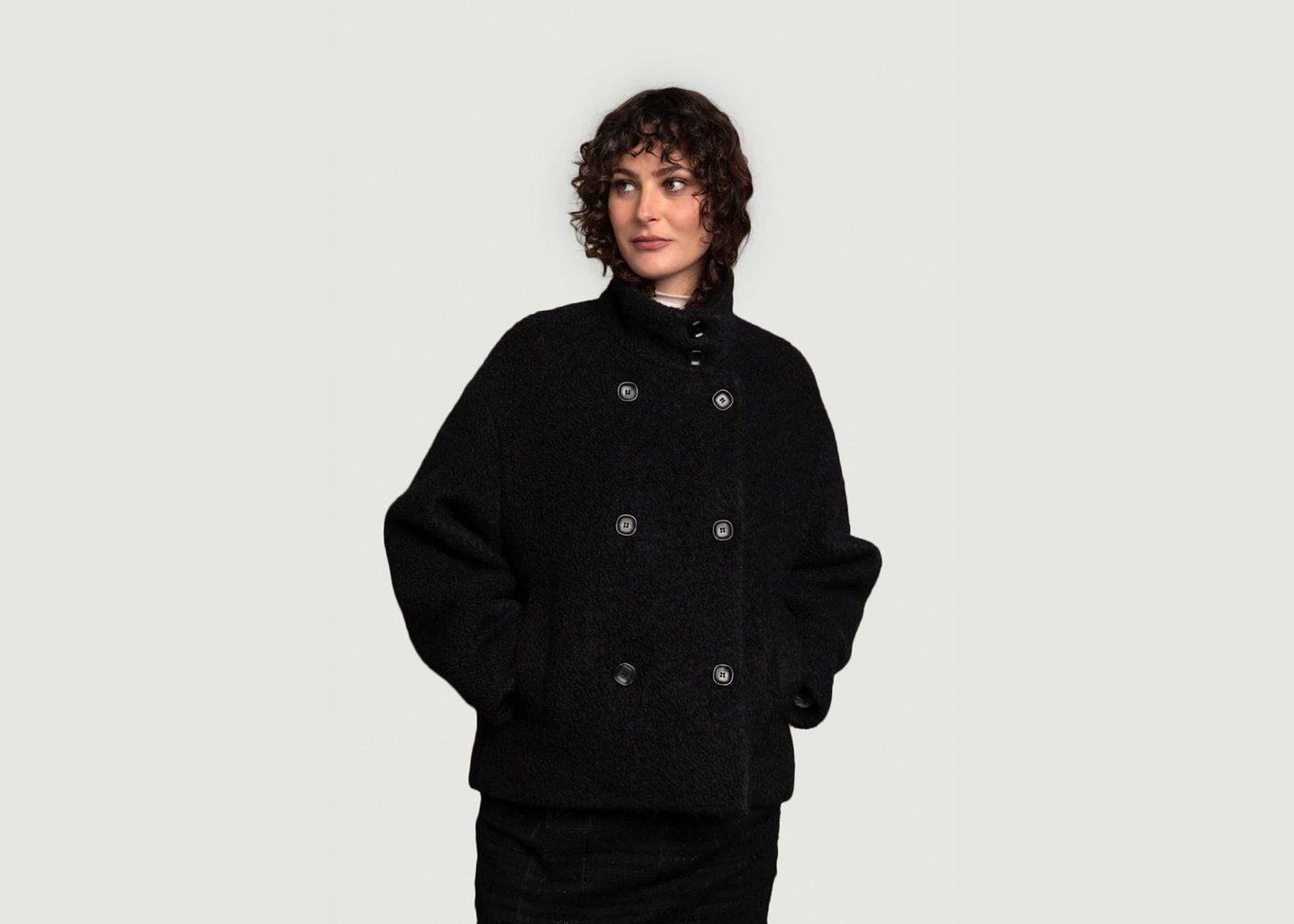 l'exception Manteau court Glacis Noir Maison Lener