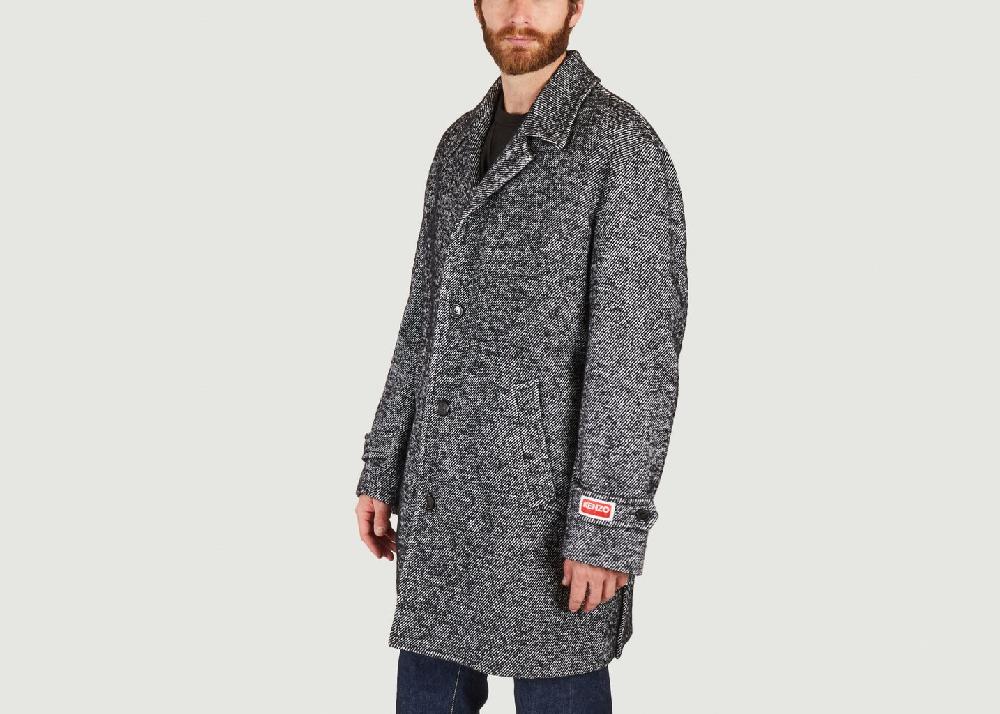 L'exception Manteau Mi Long Chiné Noir Kenzo