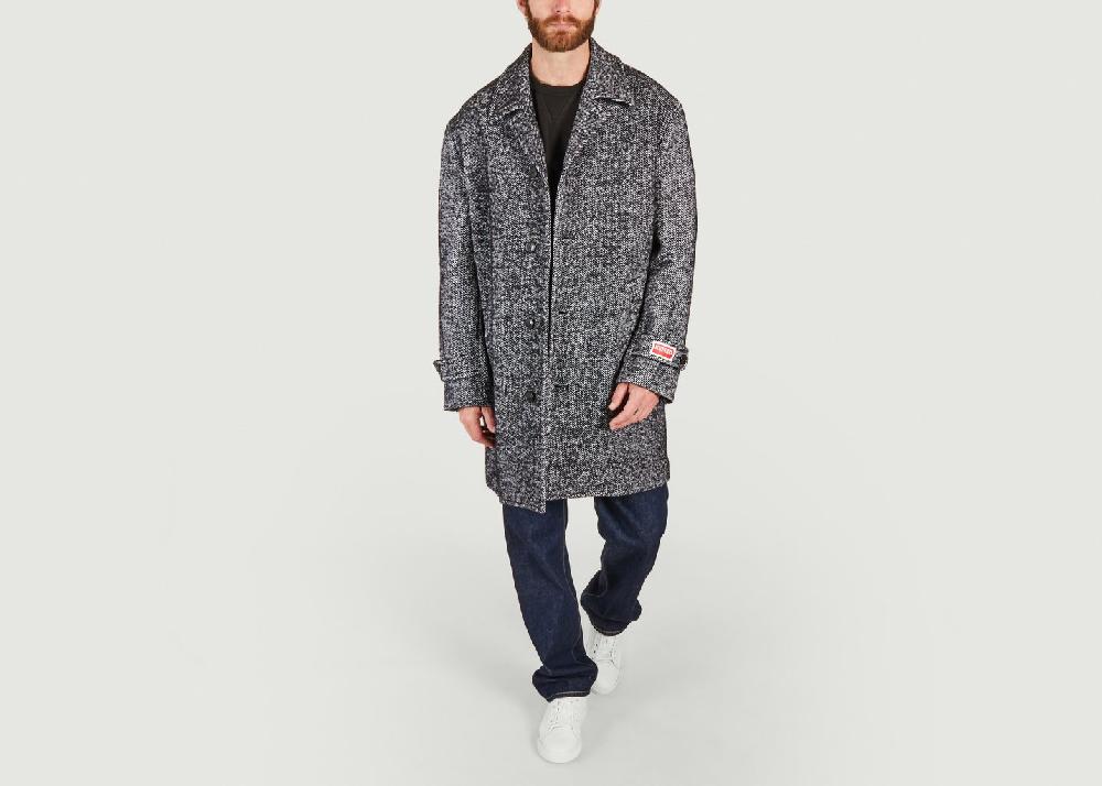 L'exception Manteau Mi Long Chiné Noir Kenzo