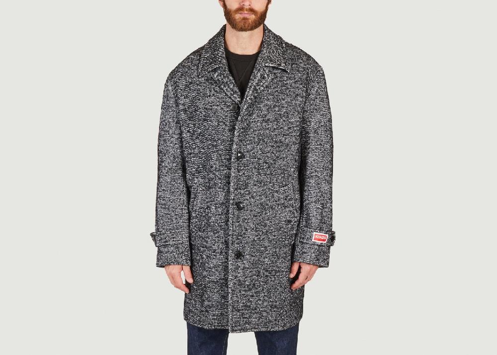 l'exception Manteau mi long chiné Noir Kenzo