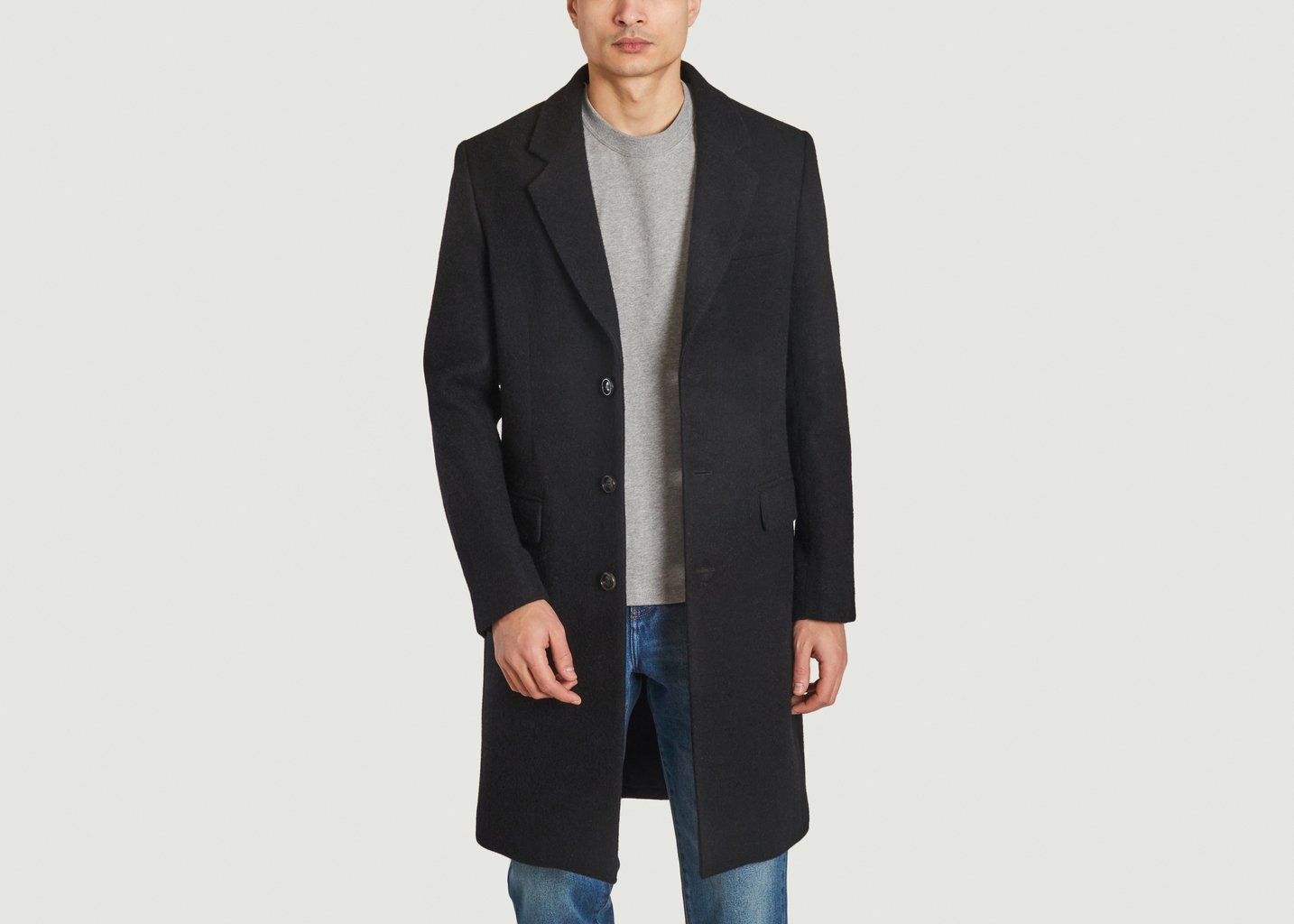 l'exception Manteau Trois Boutons Noir AMI Paris