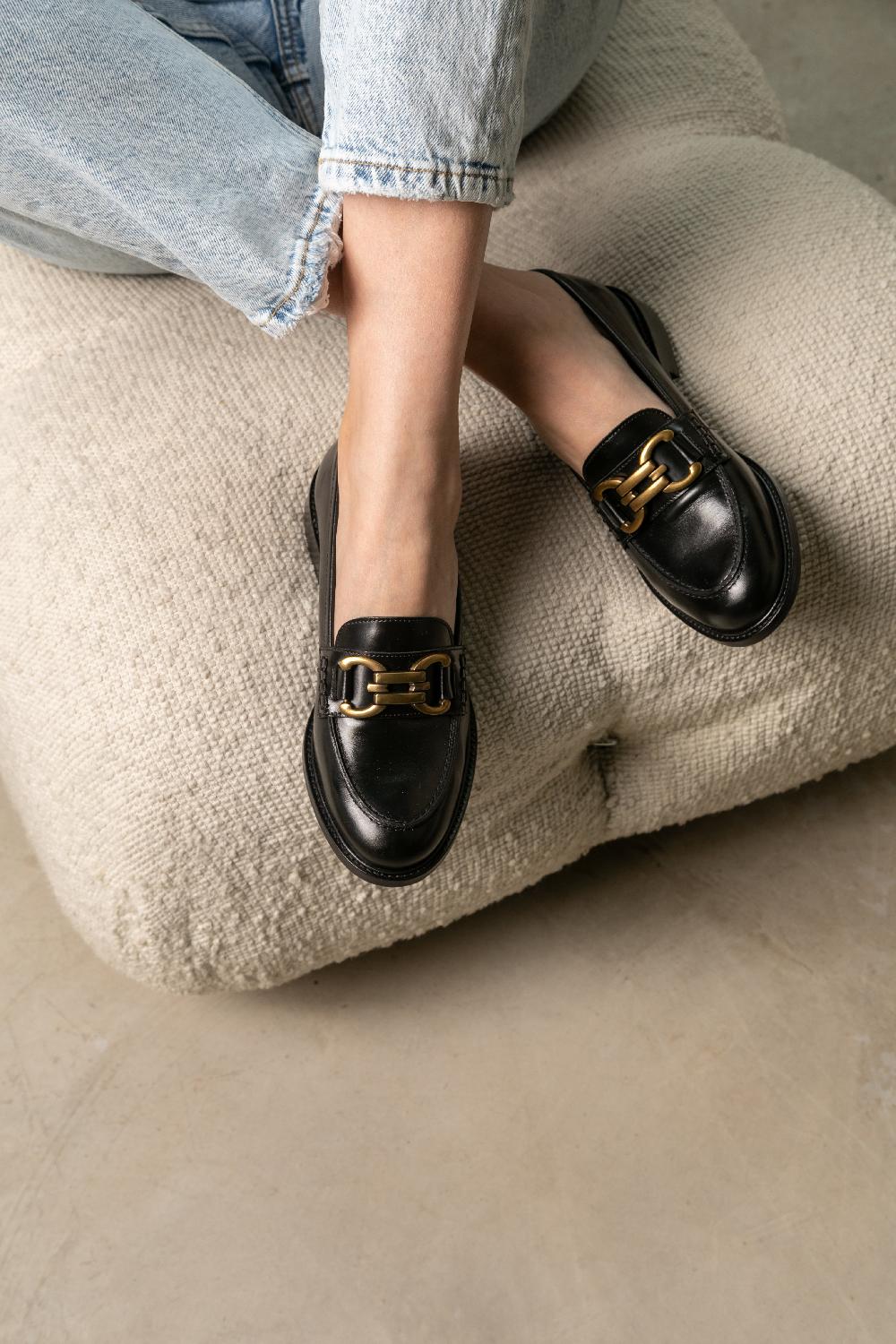 L'exception Mocassin Lyna Noir Maison Toufet