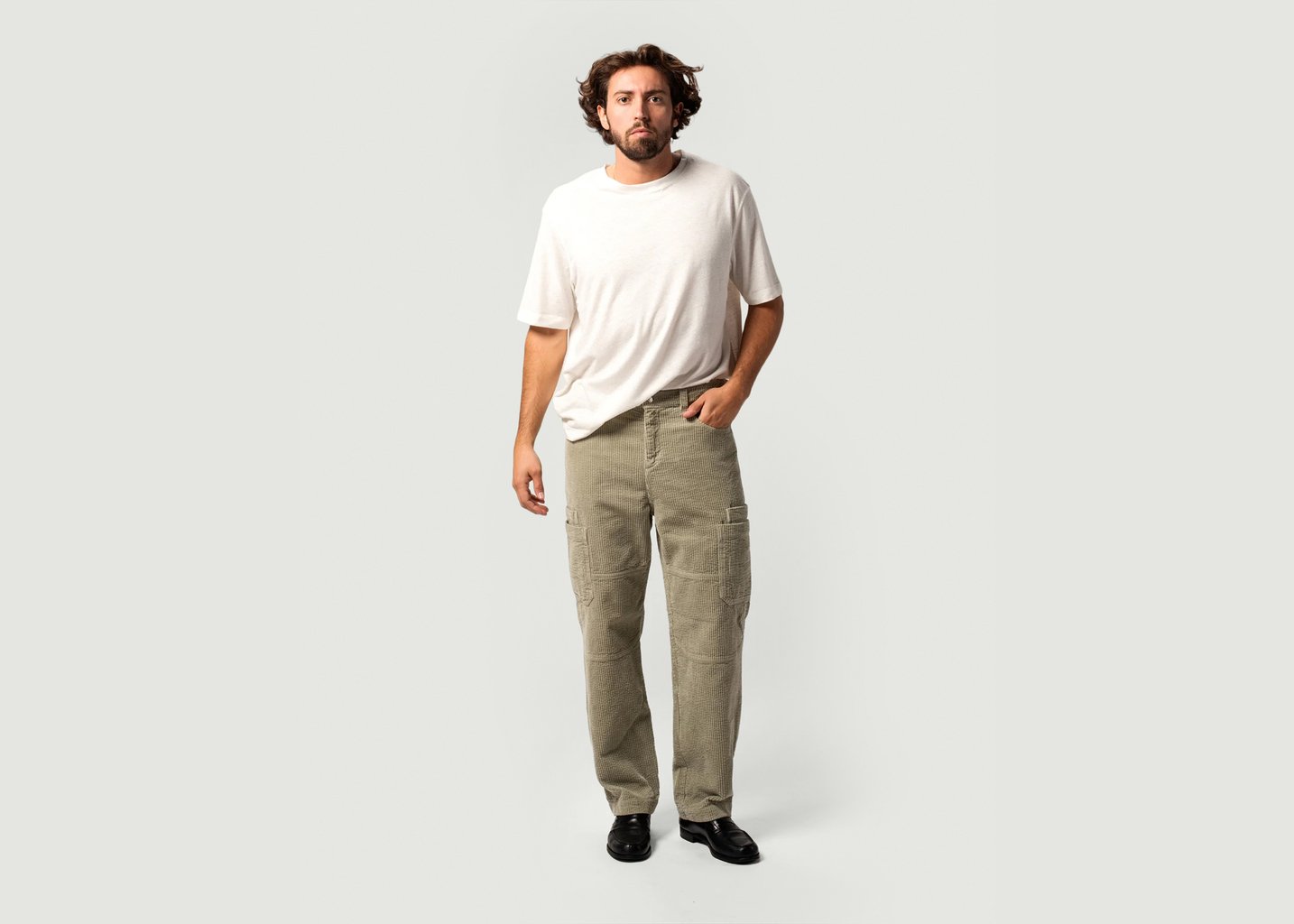 l'exception Pantalon Cargo Khaki Côtelé Paris