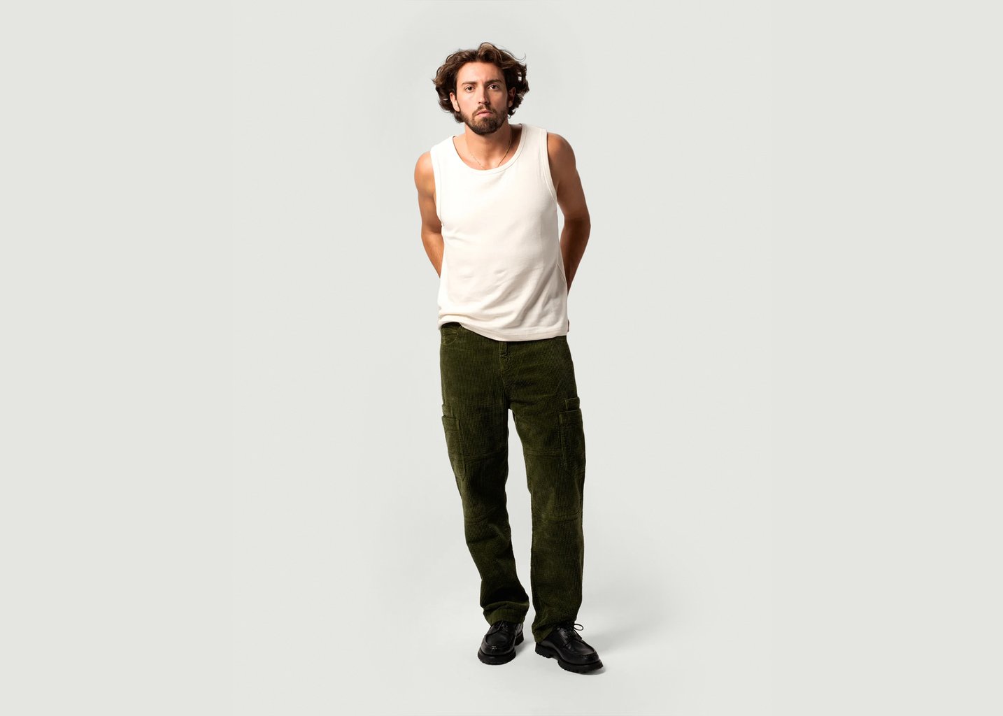 l'exception Pantalon Cargo Khaki Côtelé Paris
