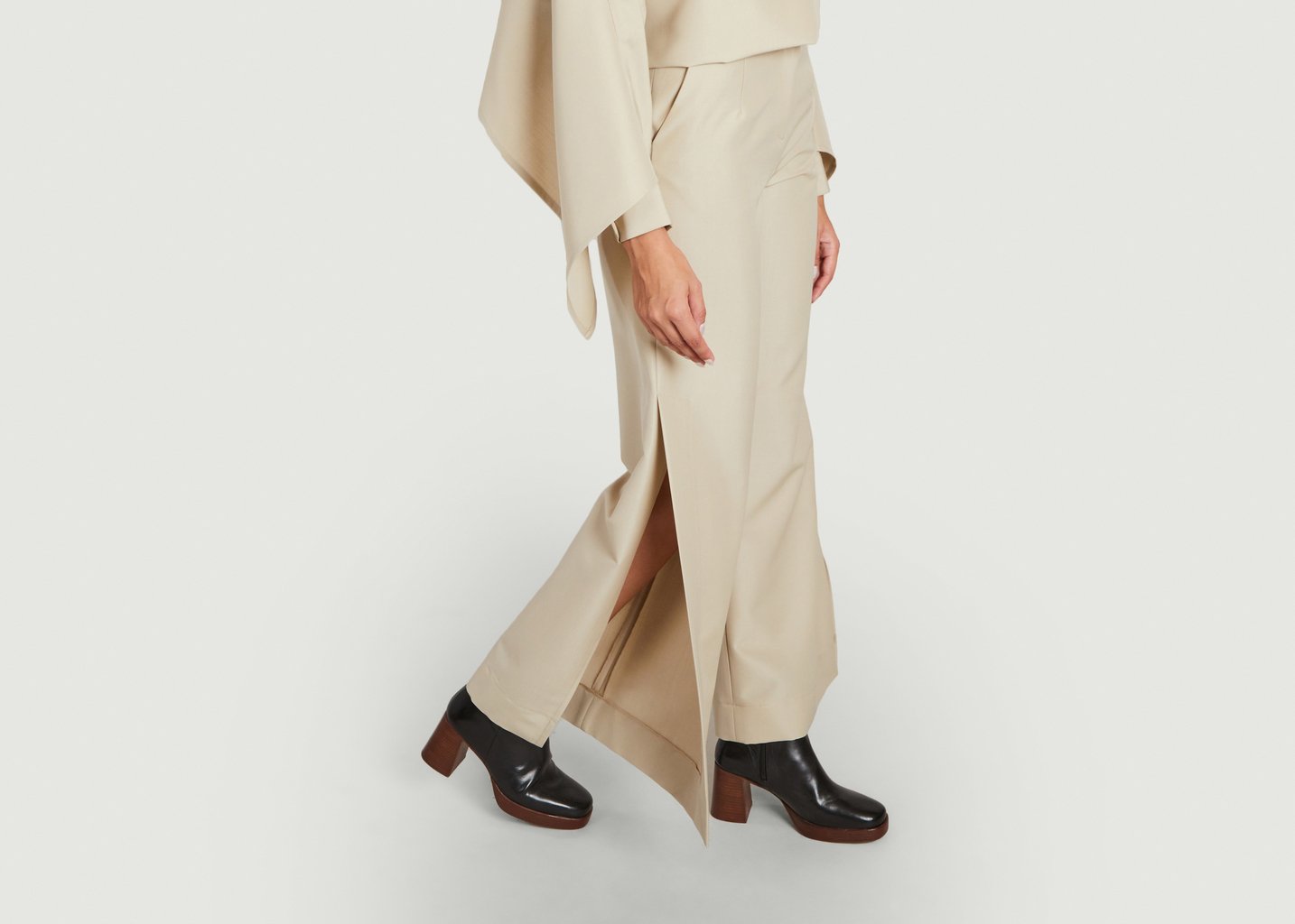 L'exception Pantalon Evasé Beige Benjamin Benmoyal