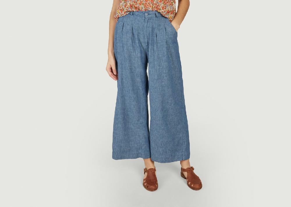 l'exception Pantalon Fluide Bleu Marine Emile & Ida