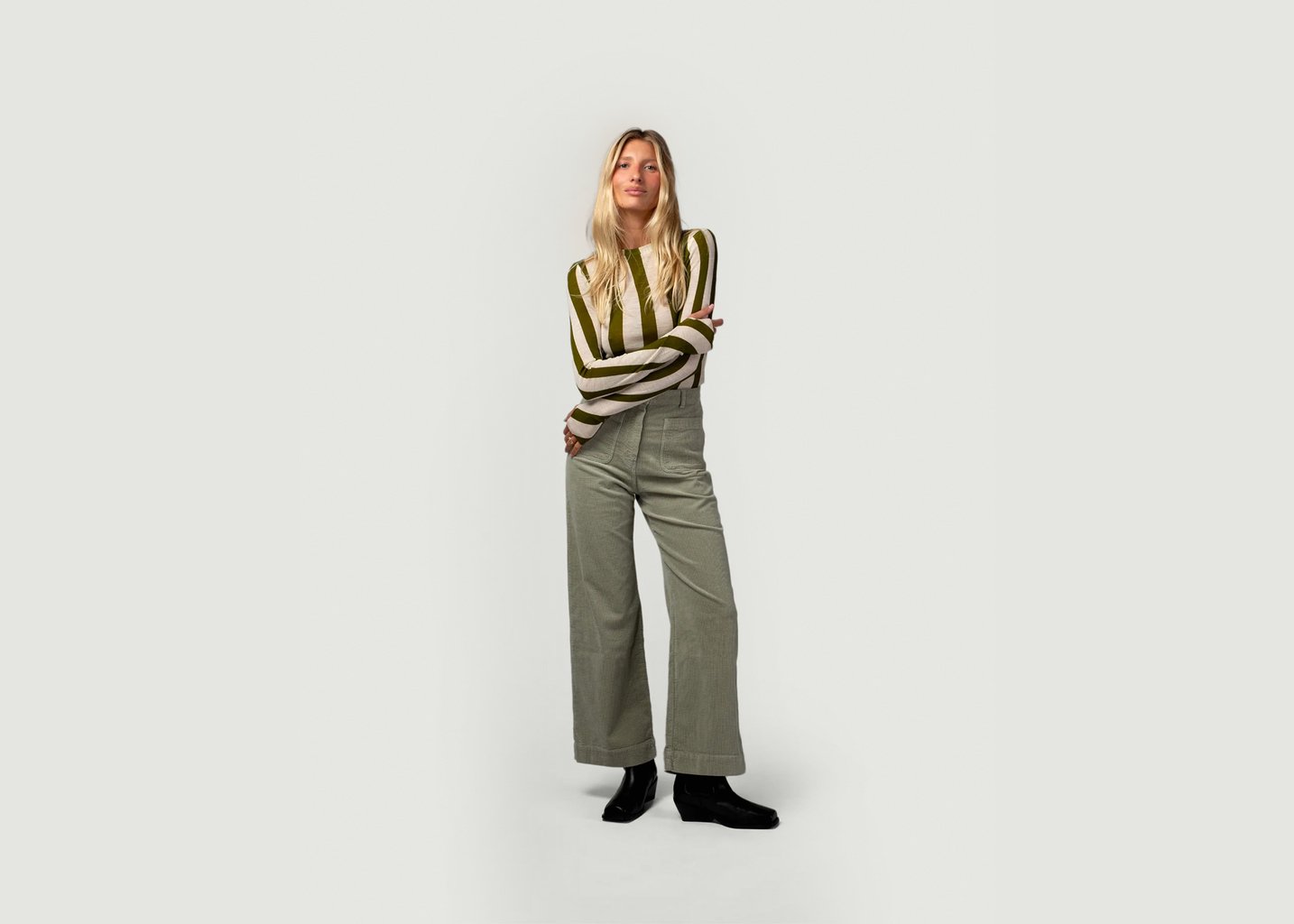 L'exception Pantalon Jane Khaki Côtelé Paris
