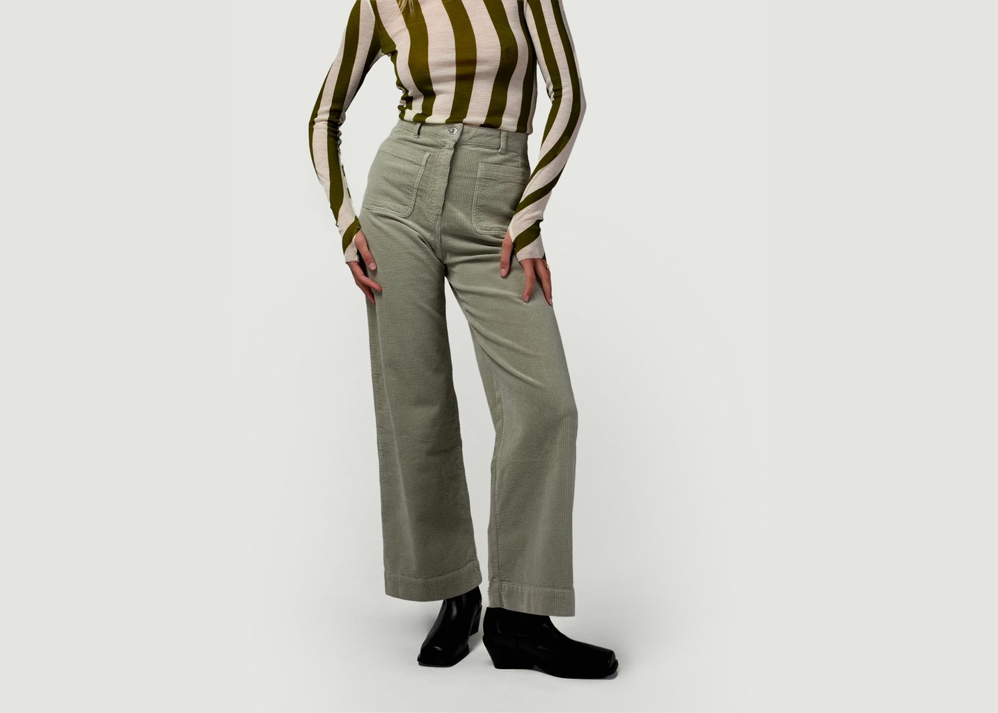 l'exception Pantalon Jane Khaki Côtelé Paris