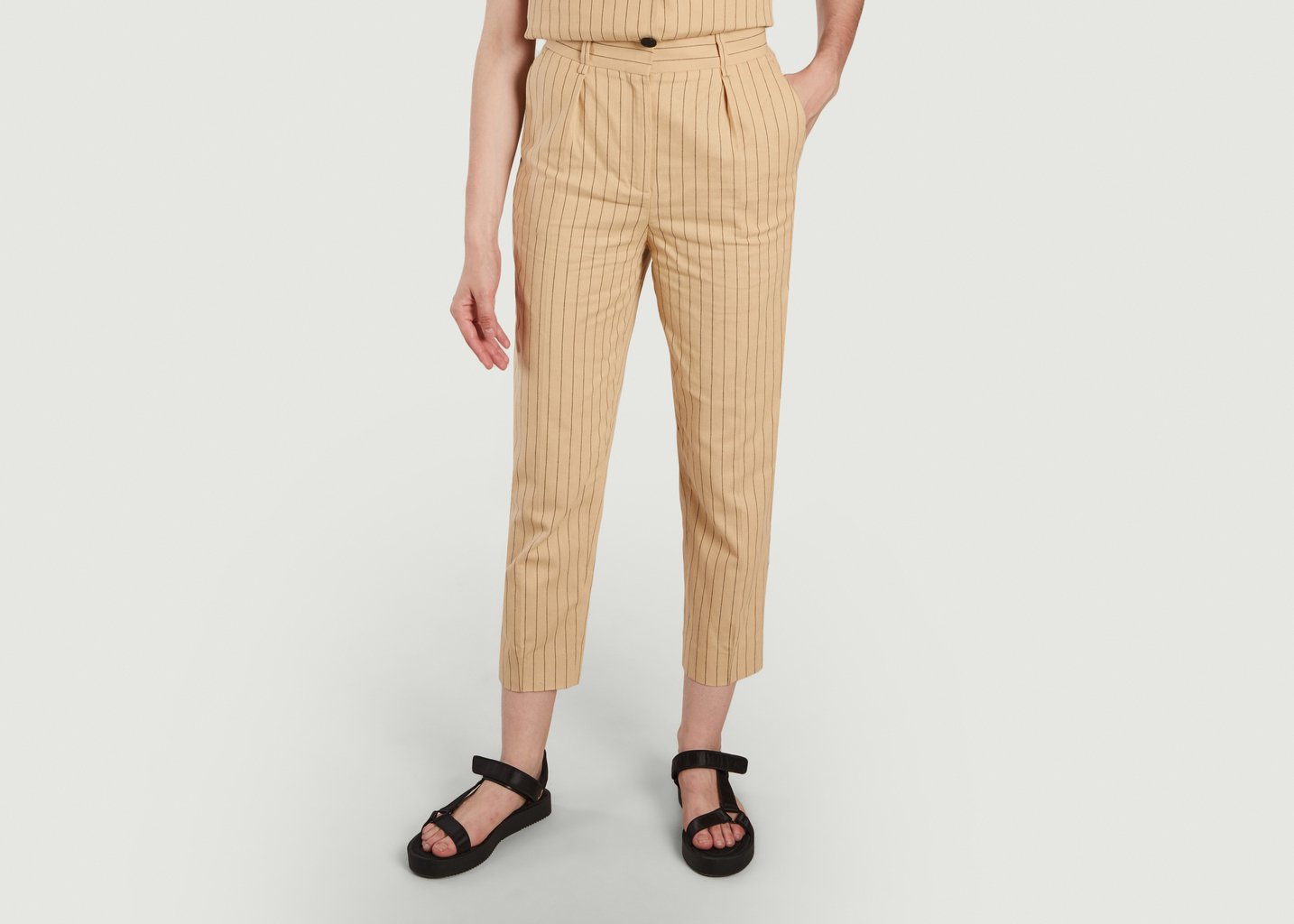 l'exception Pantalon Pilatex Beige Maje