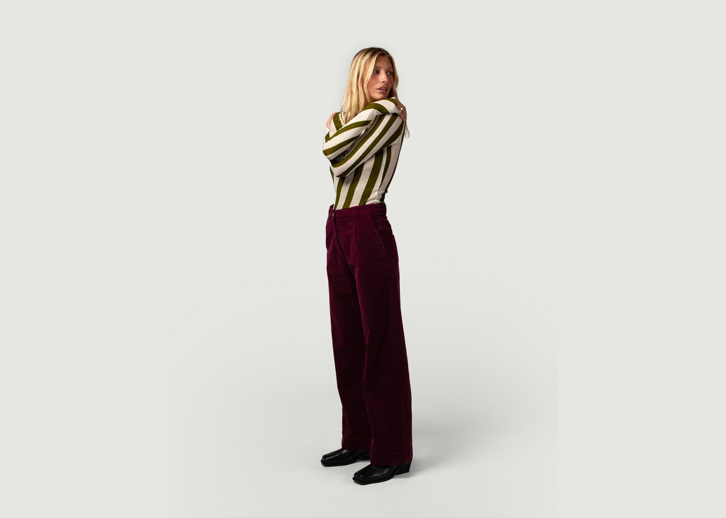 L'exception Pantalon Pince Prune Côtelé Paris
