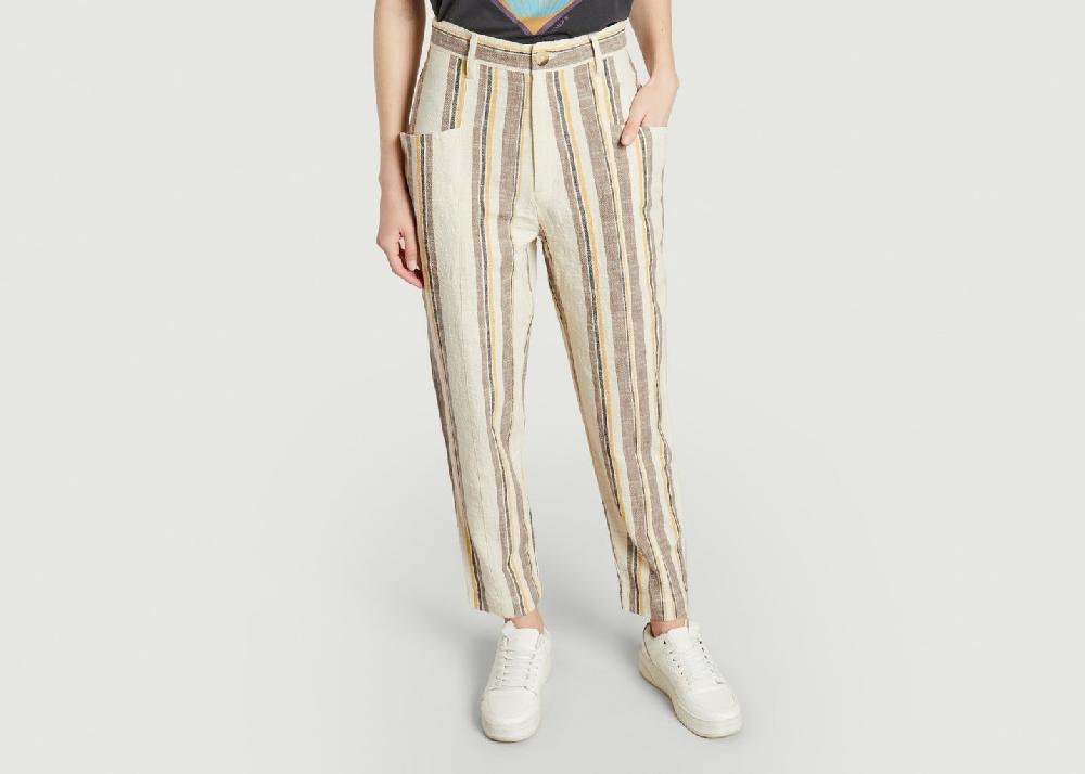 l'exception Pantalon rayé Pigna Beige Leon & Harper