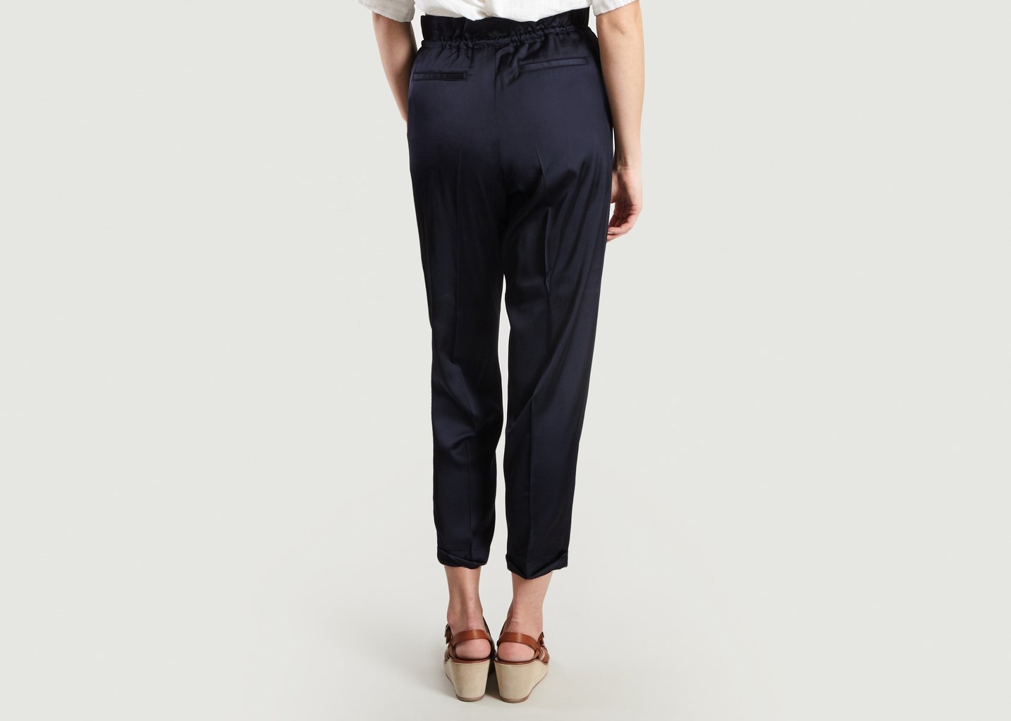 L'exception Pantalon Satiné Bleu Marine Closed