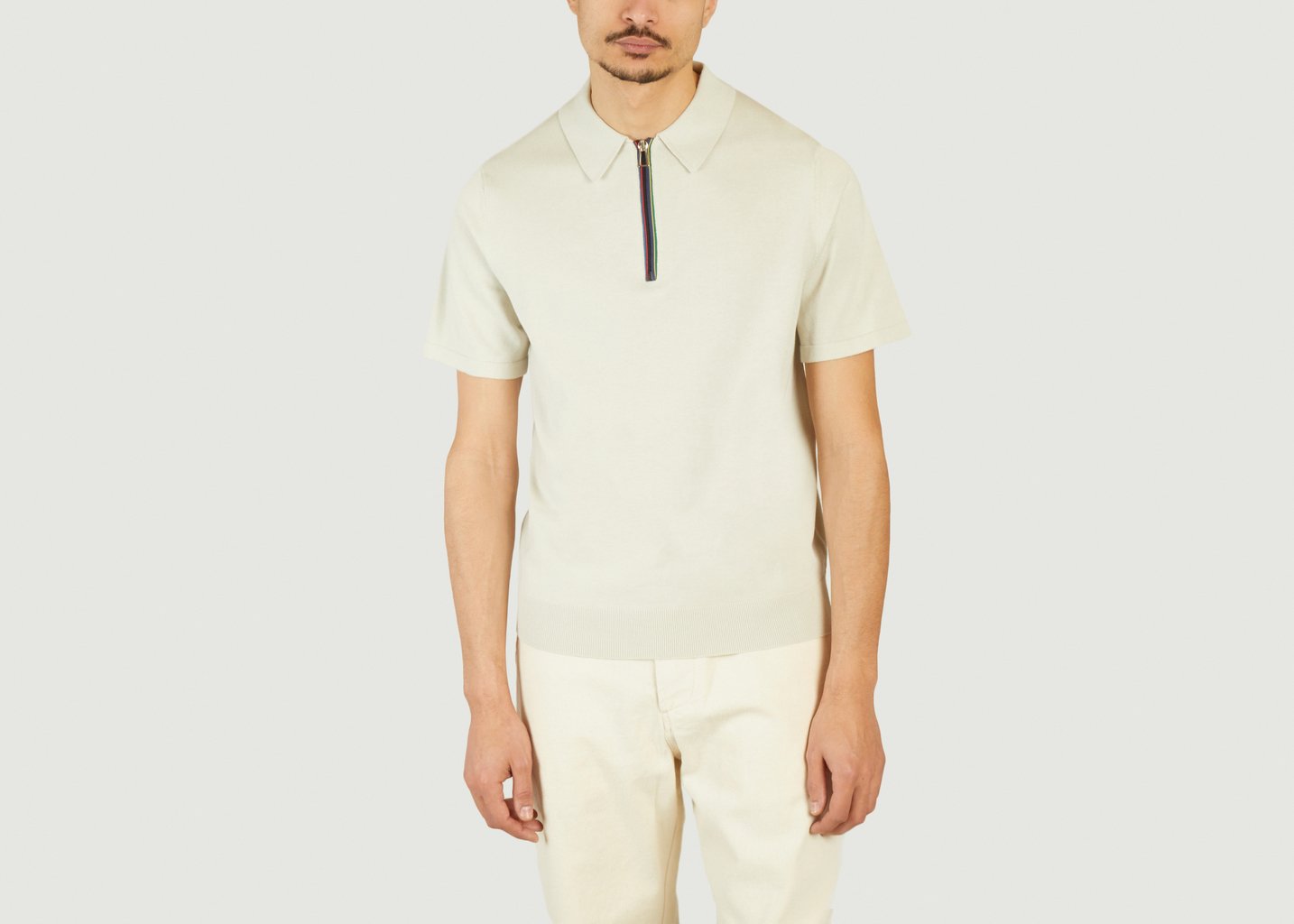 L'exception Polo À Col Zippé Gris PS By PAUL SMITH