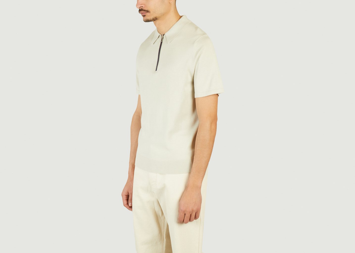 L'exception Polo À Col Zippé Gris PS By PAUL SMITH