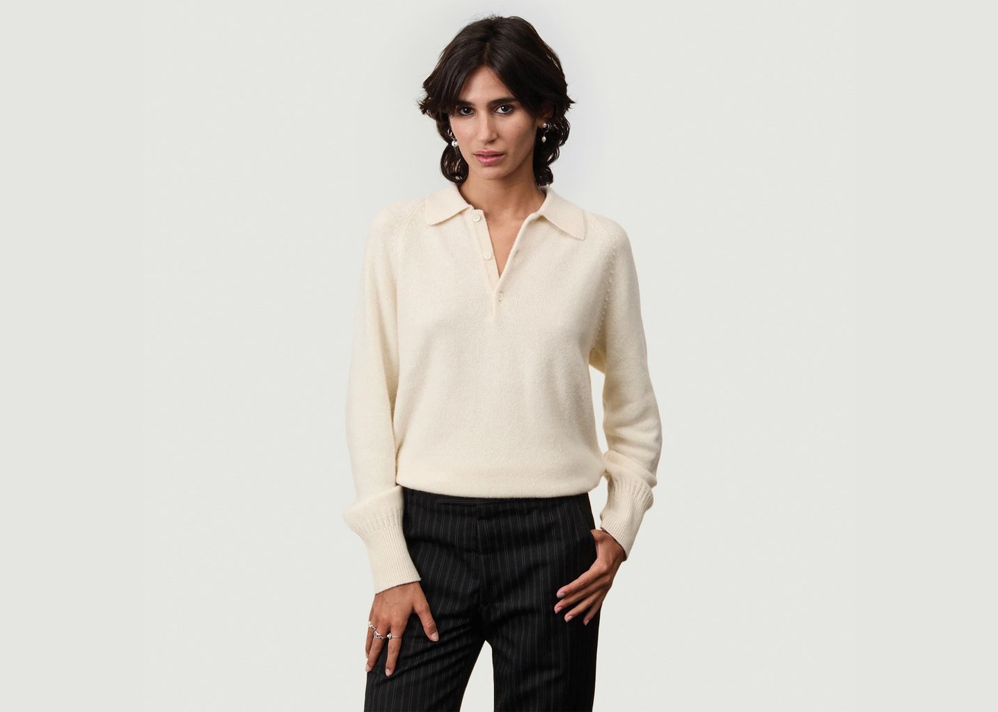 l'exception Polo en Cachemire Blanc Tricot