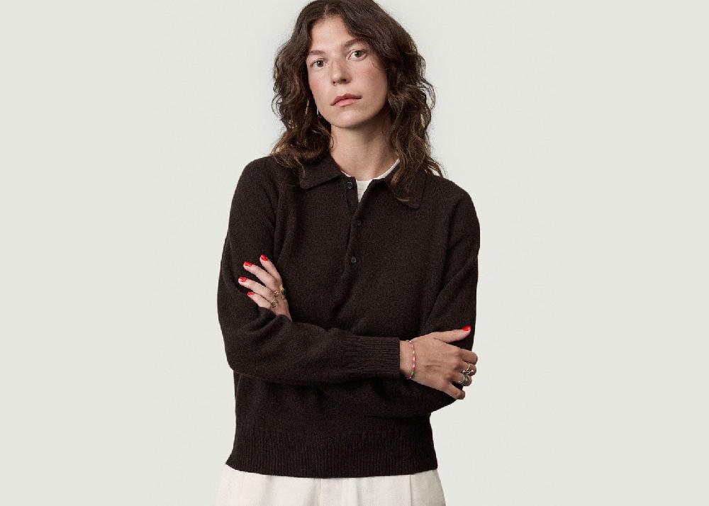 L'exception Polo En Cachemire Marron Tricot