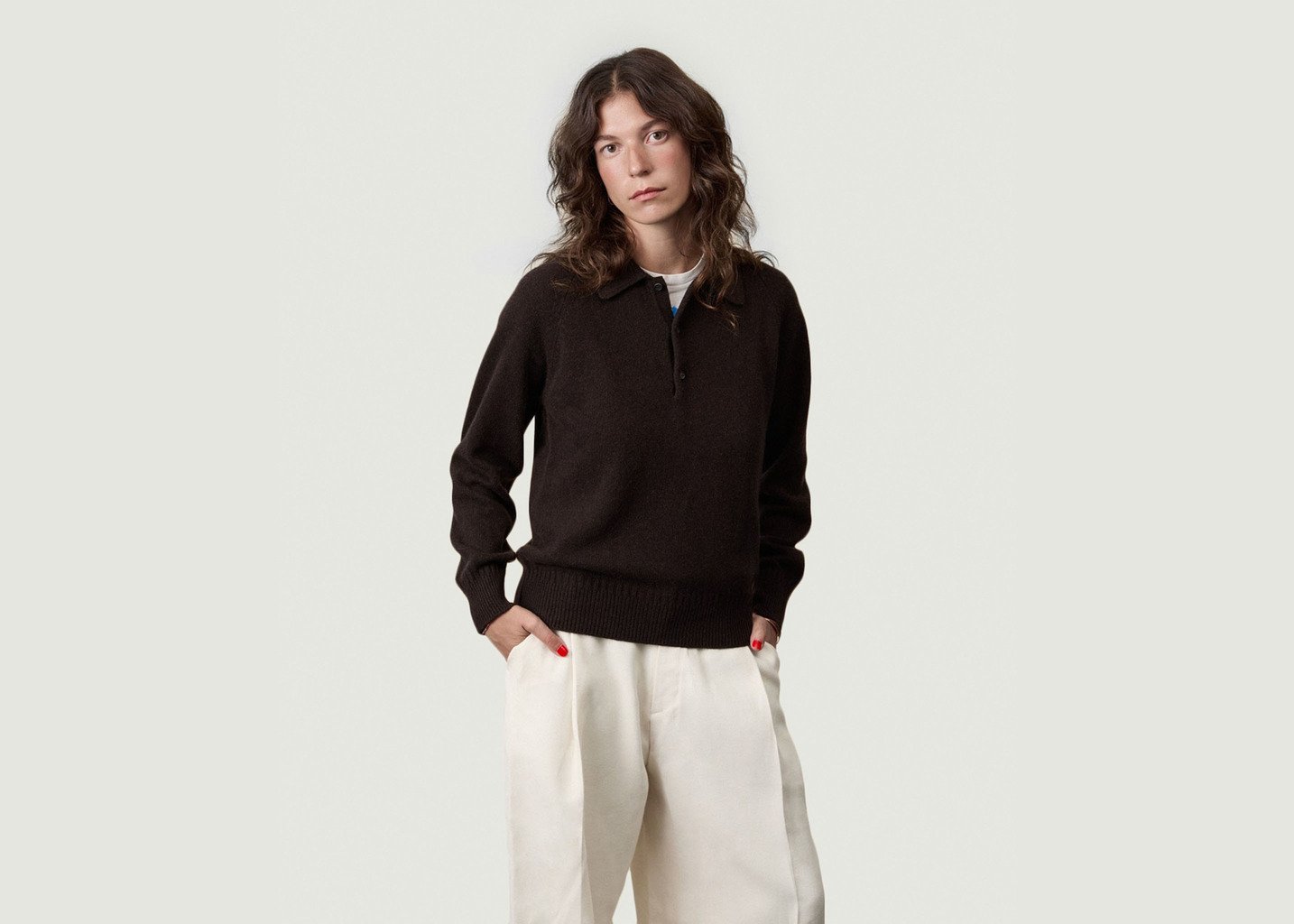 L'exception Polo En Cachemire Marron Tricot