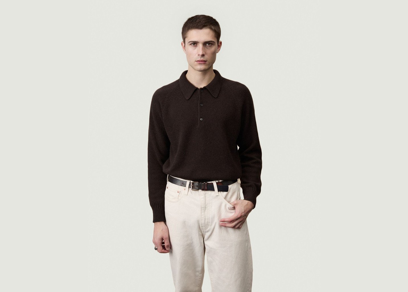 L'exception Polo En Cachemire Marron Tricot