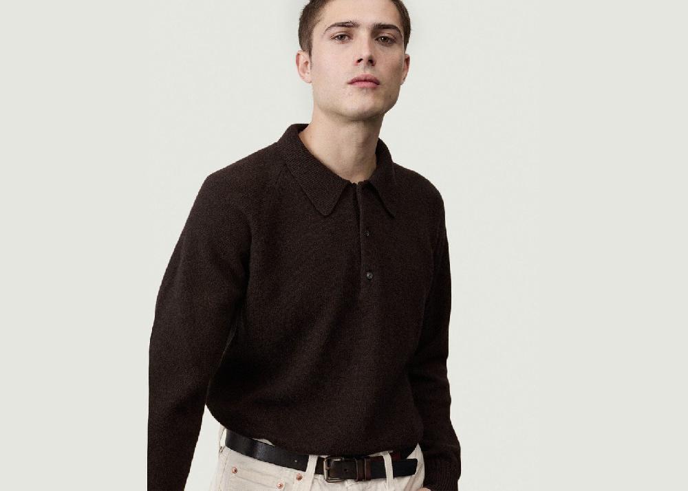 L'exception Polo En Cachemire Marron Tricot