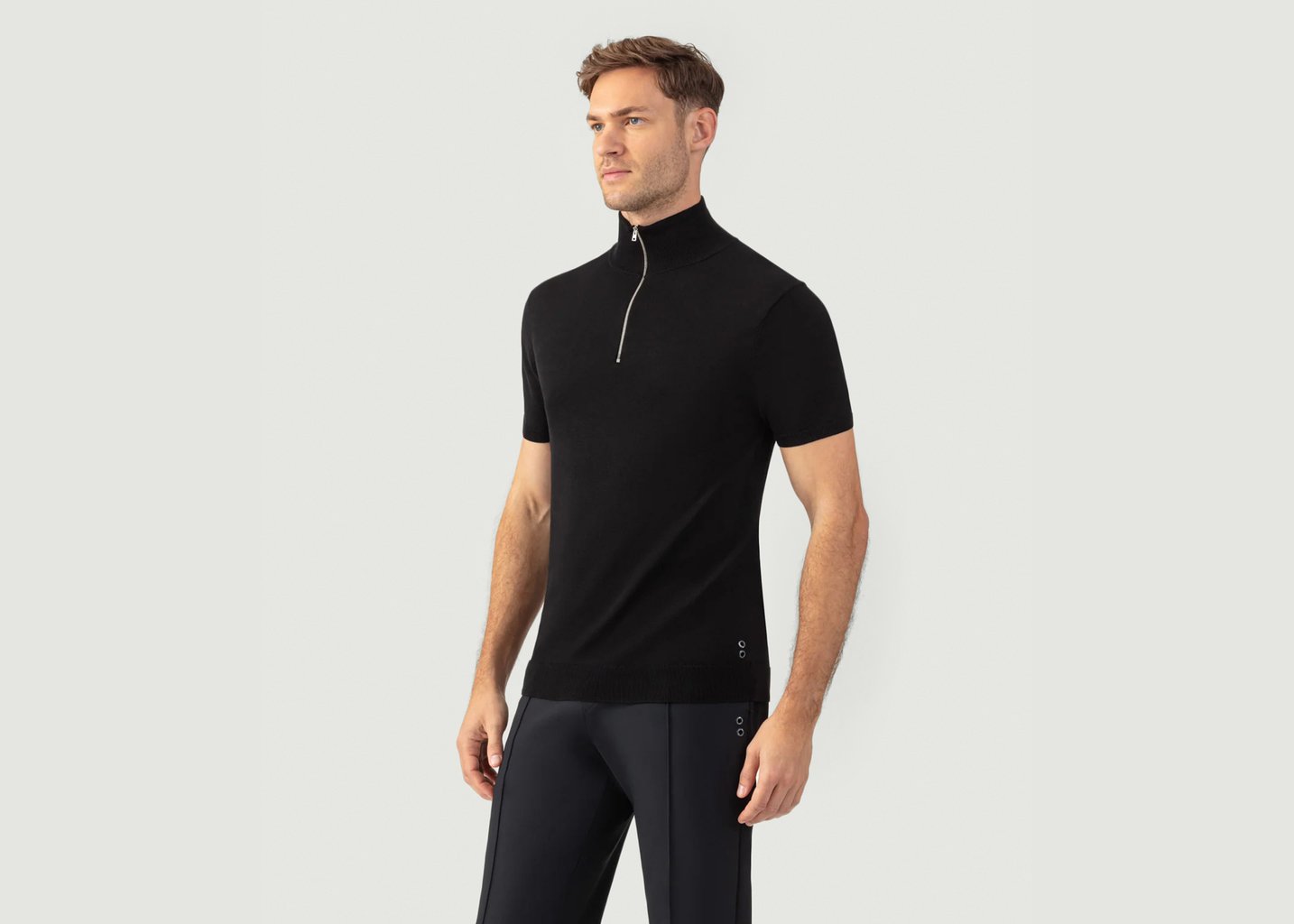 L'exception Polo En Coton Et Soie Noir Ron Dorff