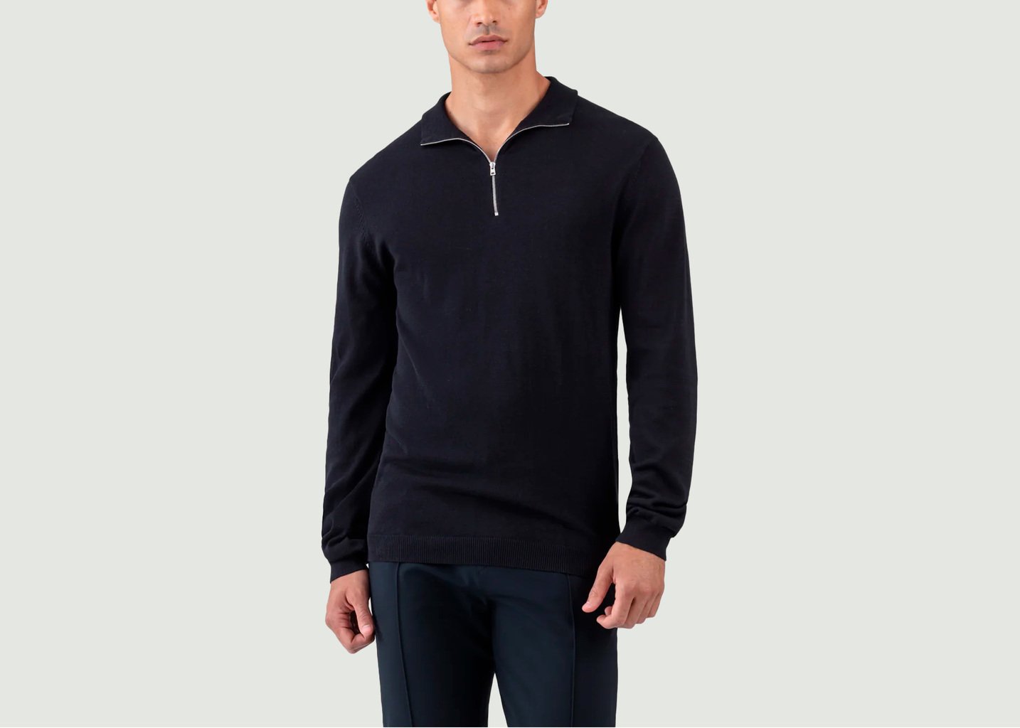 L'exception Polo En Coton Et Soie Noir Ron Dorff