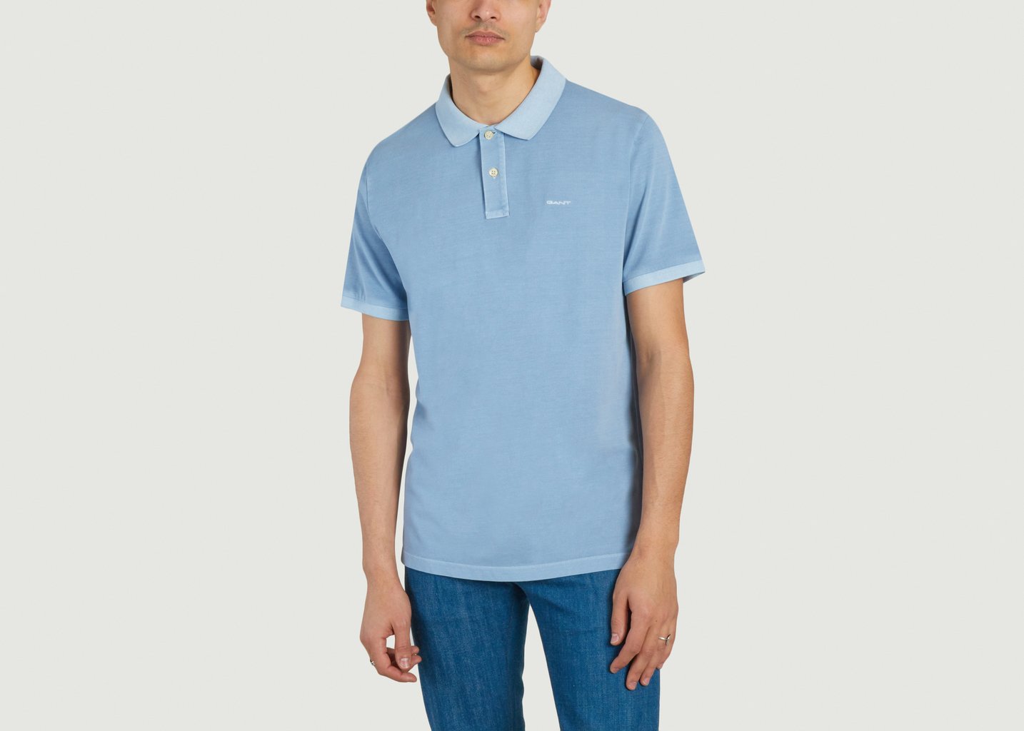 L'exception Polo En Coton Piqué Sunfaded Bleu Gant