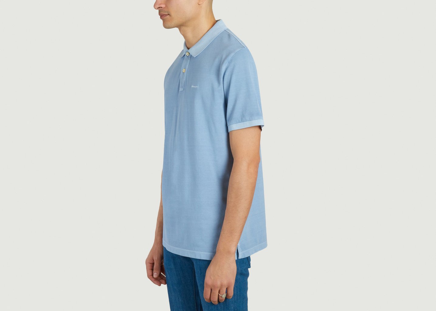 L'exception Polo En Coton Piqué Sunfaded Bleu Gant