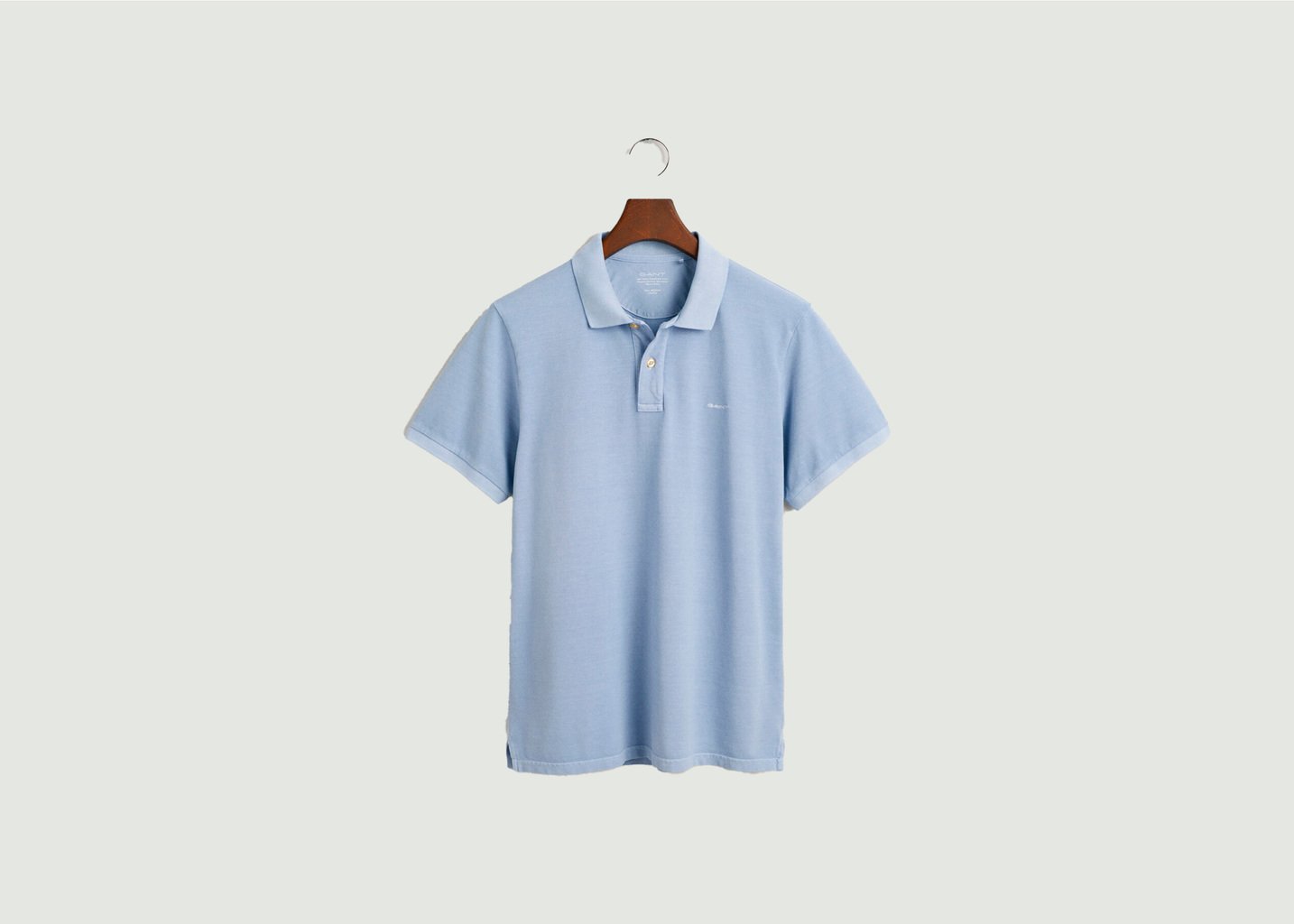 l'exception Polo En Coton Piqué Sunfaded Bleu Gant