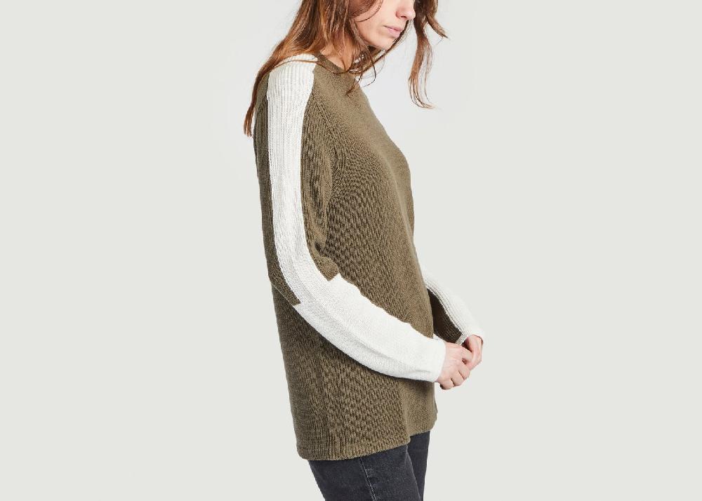 L'exception Pull Bicolore Olive Folk