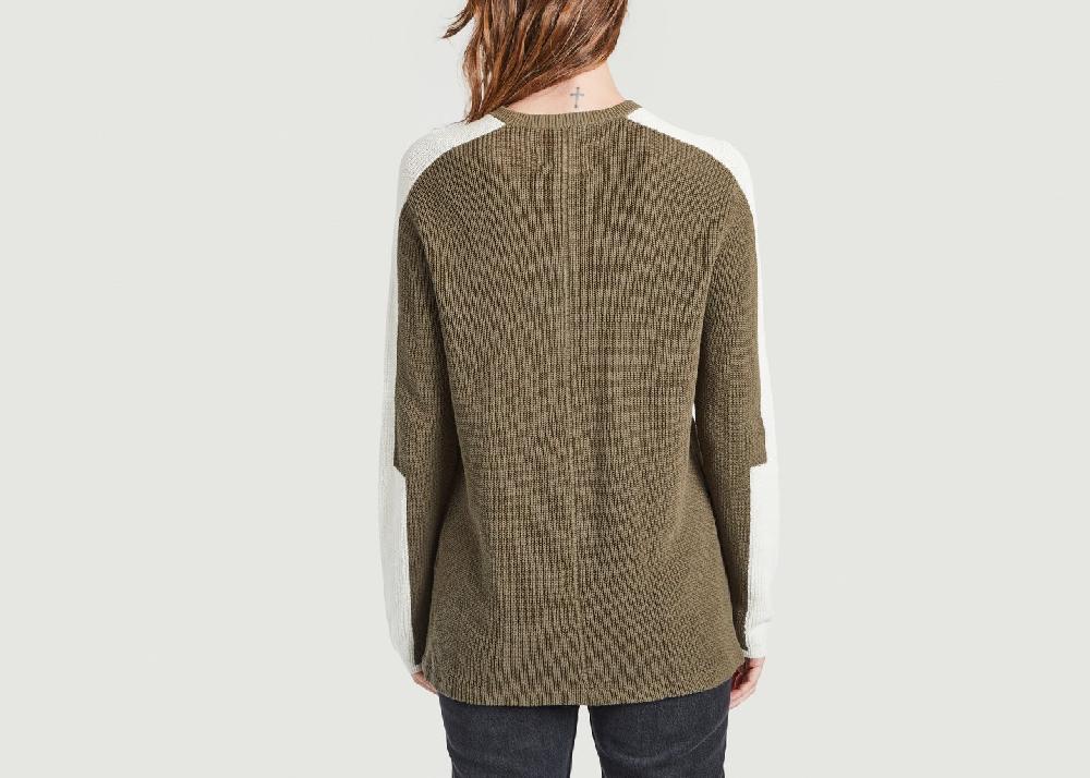 L'exception Pull Bicolore Olive Folk