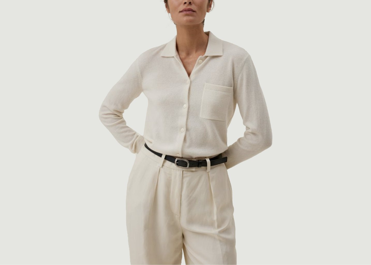l'exception Pull cachemire Amara Blanc Hircus