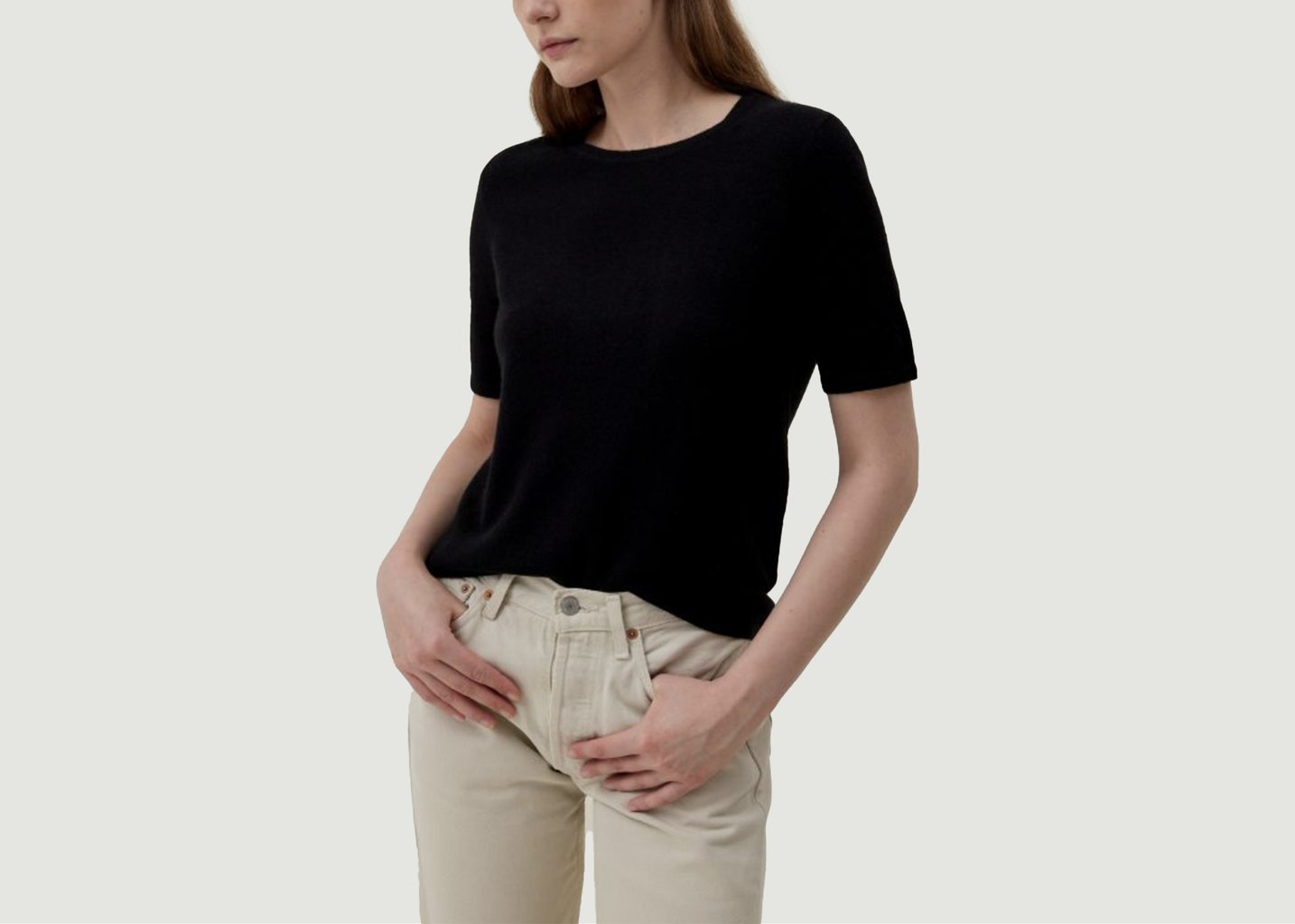 l'exception Pull cachemire Juna Noir Hircus