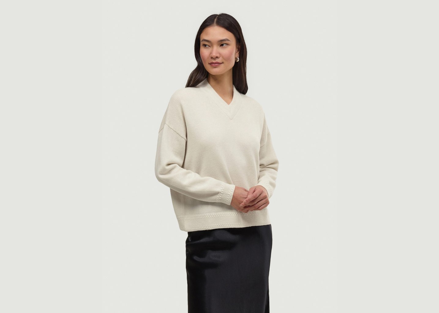 l'exception Pull cachemire Noly Blanc Hircus