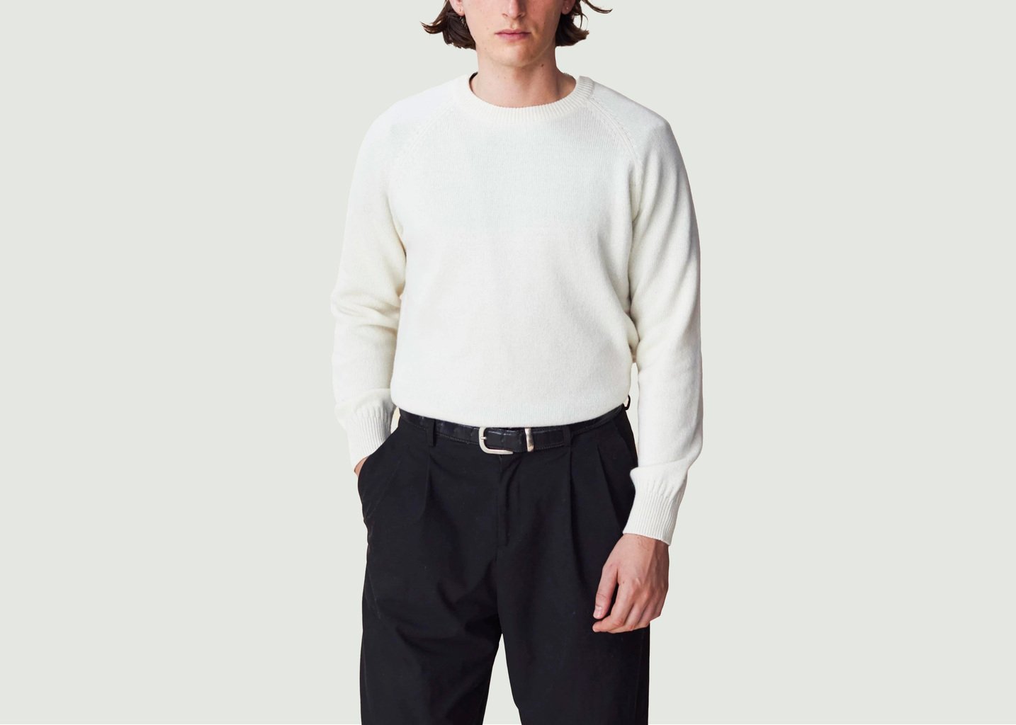 L'exception Pull Col Rond En Cachemire Ecru Tricot