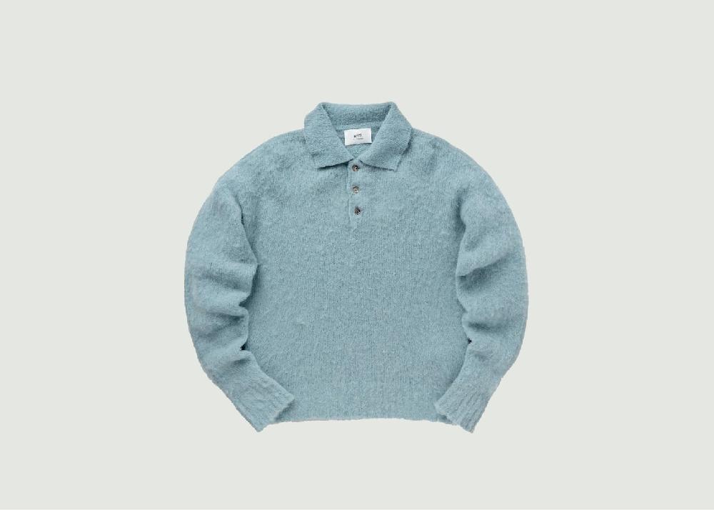l'exception Pull Hairy Light Bleu Clair AMI Paris