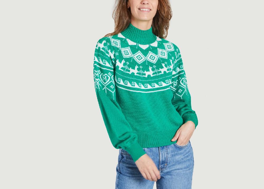 l'exception Pull jacquard Vert Maje