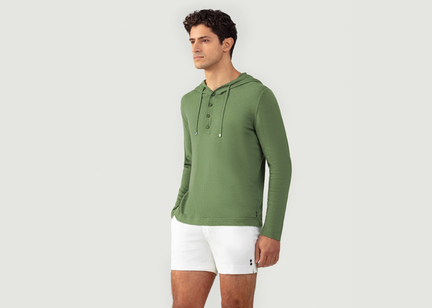 L'exception Pull Léger à Capuche Olive Ron Dorff