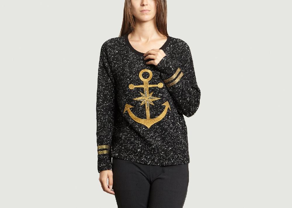 l'exception Pull Tulip Anchor Noir Leon & Harper