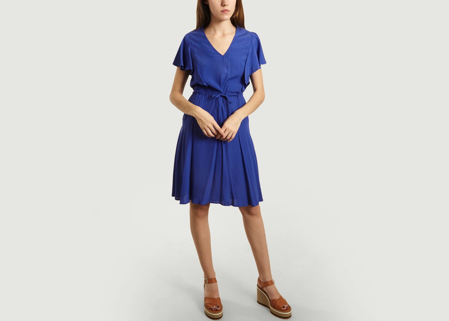 L'exception Robe A Volants Oanell Bleu Roi Tinsels