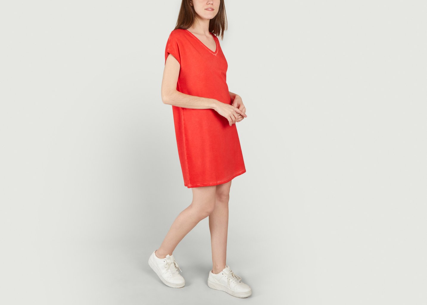 L'exception Robe Col V Rouge Majestic Filatures