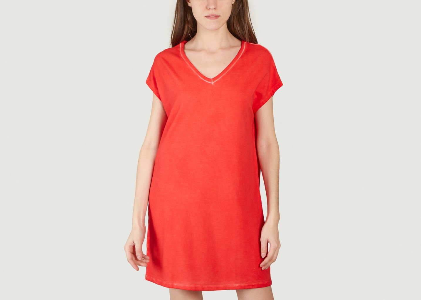 l'exception Robe col V Rouge Majestic Filatures