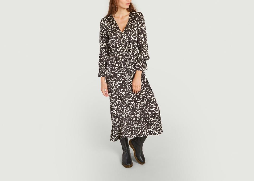 L'exception Robe Longue Imprimée Noir Roseanna