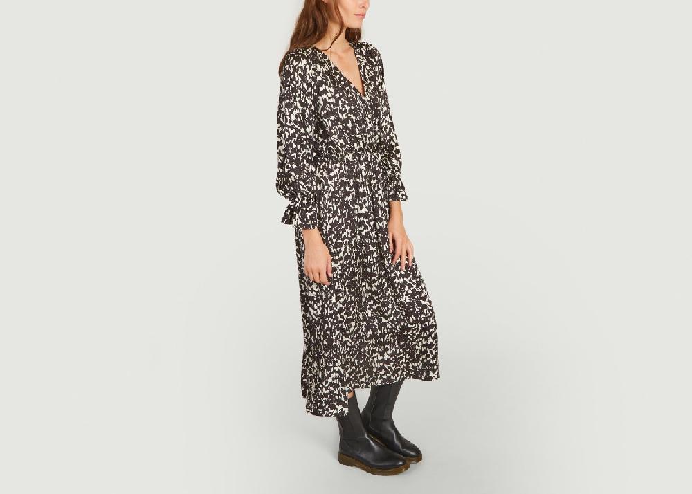 L'exception Robe Longue Imprimée Noir Roseanna