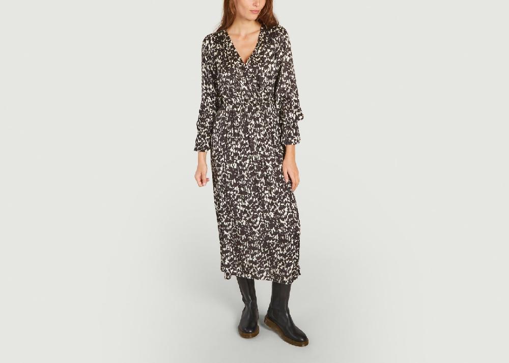 l'exception Robe longue imprimée Noir Roseanna