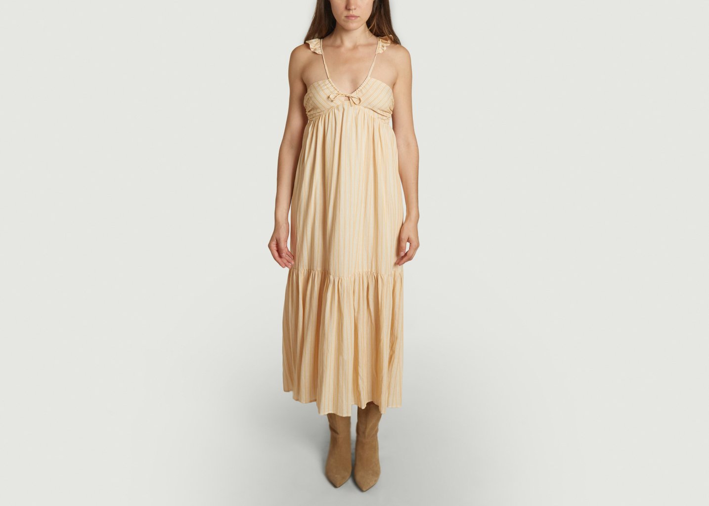 L'exception Robe Longue Rayée Boemia Beige Sessùn