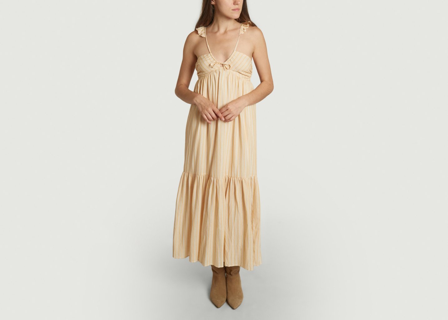 l'exception Robe longue rayée Boemia Beige Sessùn